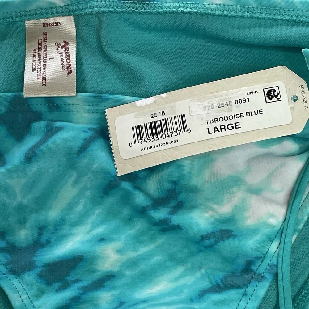 Arizona Jeans Co. Bikini Bottoms Turquoise & White Tie-dye Juniors Size Large